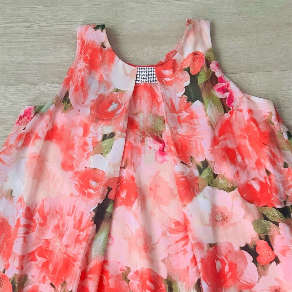 S. Levine Dress Womens Size 16 Pink Floral Sleeveless A-Line Shift Knee - Picture 6 of 9